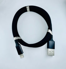 Load image into Gallery viewer, Black USB-A to Lightning coiling cable
